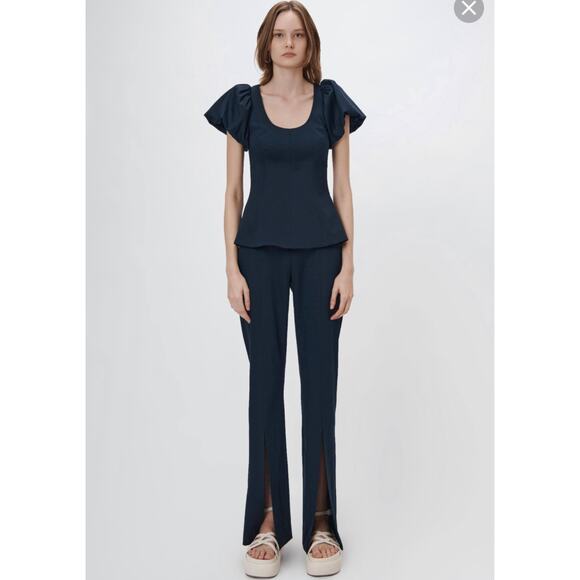 Jonathan Simkhai Chase Front Slit Pants in Midnight size 6/ small - Picture 3 of 14